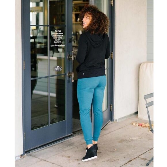 Zyia Active Sleepover Jogger Sweatpants Emerald Teal Green - Picture 12 of 12